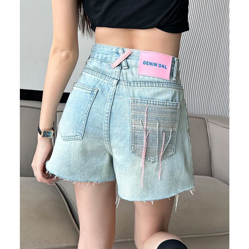 Quần Short Denim Rách Lưng Cao Dáng Rộng Thời Trang Mùa Hè Hàng Mới Dành Cho Bạn Nữ