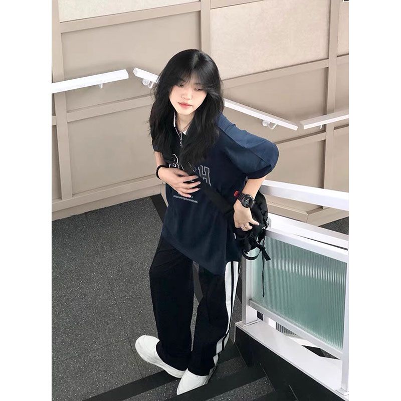 COZOK Áo polo Ngắn Tay Dáng Rộng Thời Trang retro Cá Tính