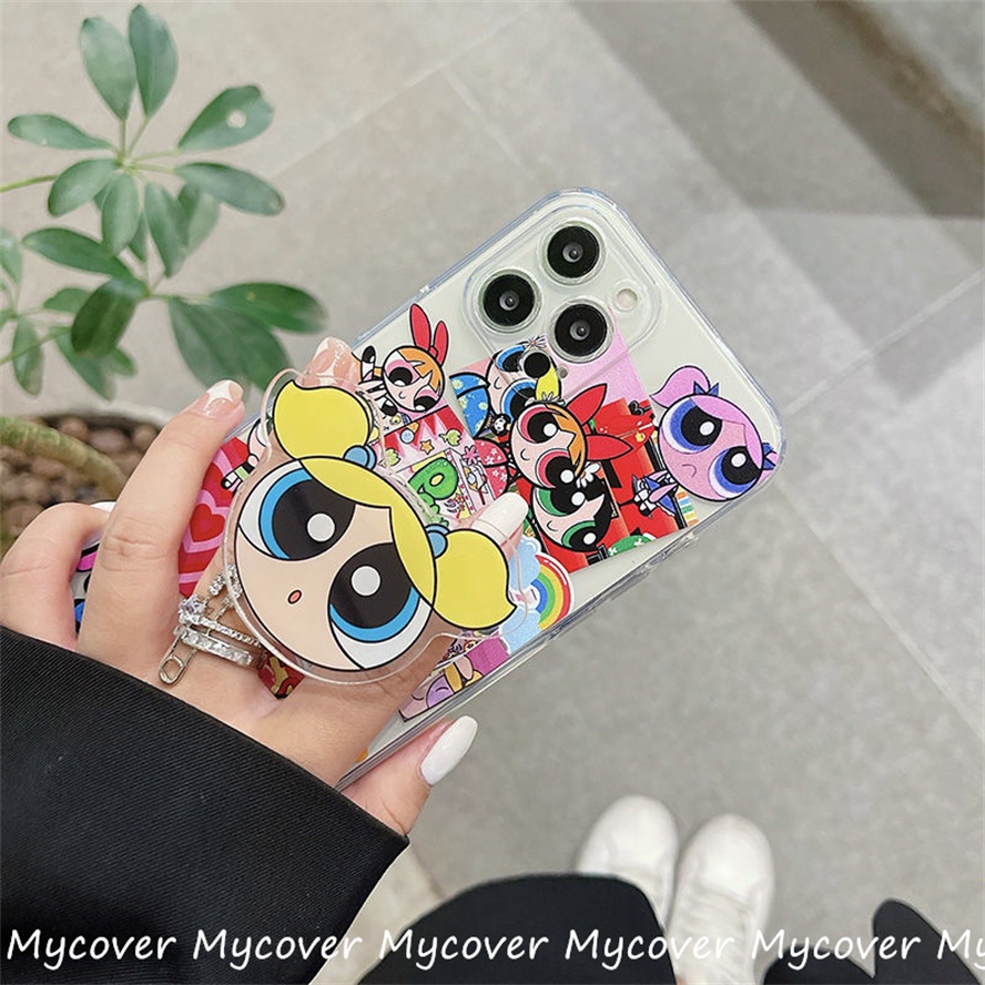 Giá Đỡ Điện Thoại Dạng Nhẫn Đeo Ngón Tay Hình Powerpuff Girls Dễ Thương