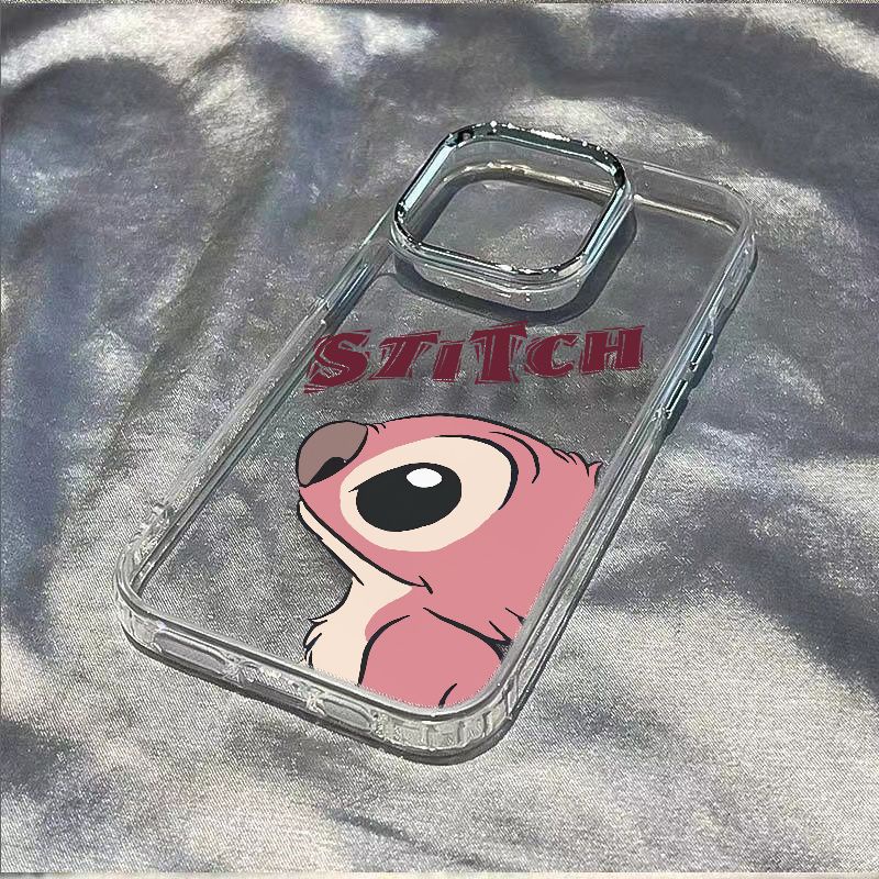 ✅Ốp Điện Thoại Dẻo Màu Hồng Họa Tiết Hoạt Hình Stitch Dễ Thương Chống Sốc Cho Iphone128ins plus 711 max1314pro AAO3