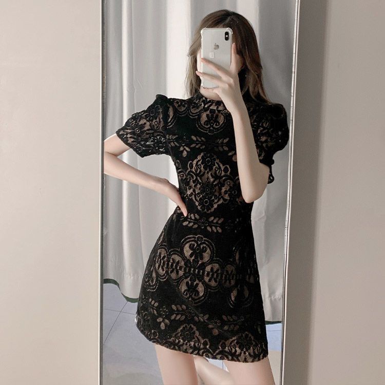 Đầm Ngắn Tay Ôm Dáng Phong Cách Retro Thời Trang Mùa Hè 2023 Mới