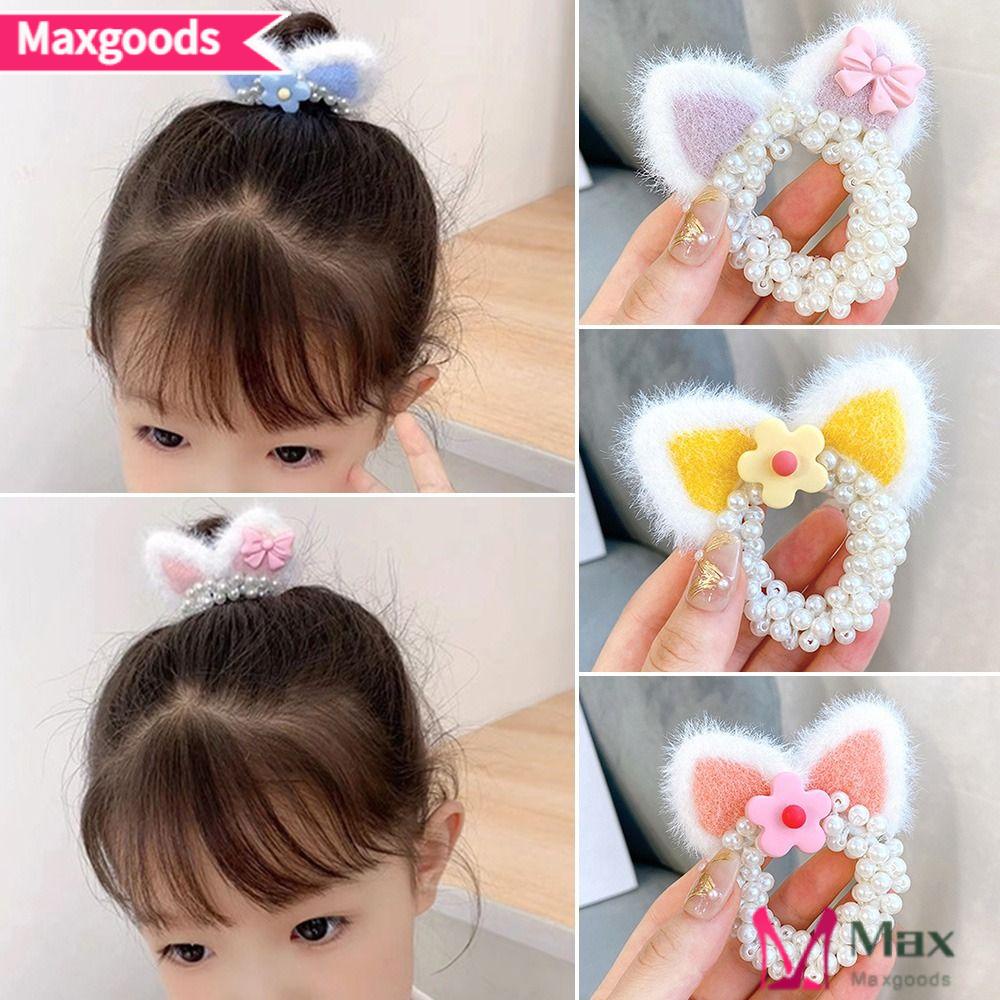 Bộ 4 Dây Buộc Tóc Trang Trí Tai Thỏ Thời Trang Dành Cho Bé Gái