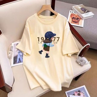 Áo Thun 100% Cotton Tay Ngắn Dáng Rộng Cổ Tròn In Họa Tiết Hoạt Hình Phong Cách Hàn Quốc Thời Trang Mùa Hè Cho Nam Và Nữ