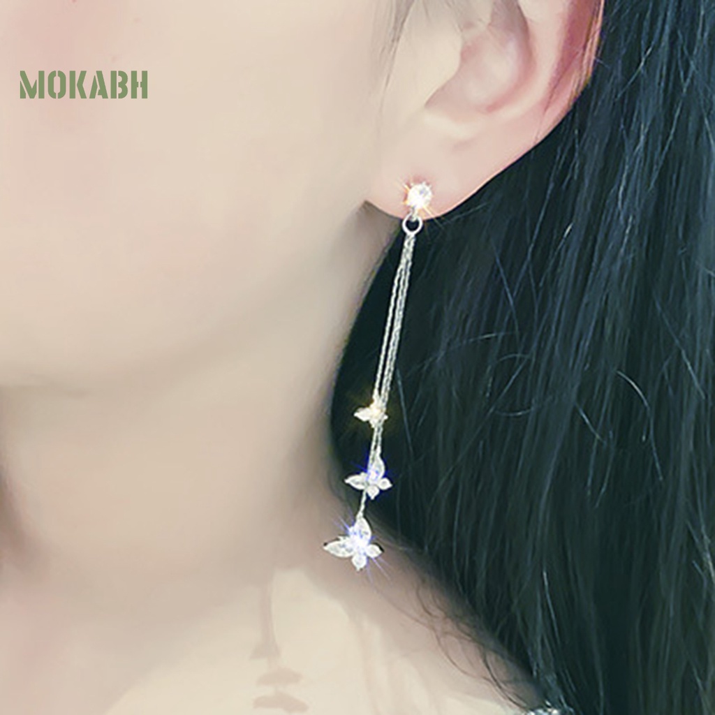 1 Đôi Bông Tai Hình Con Bướm Có Đính Đá Zircon Lấp Lánh Phong Cách Bohemia Dành Cho Nữ