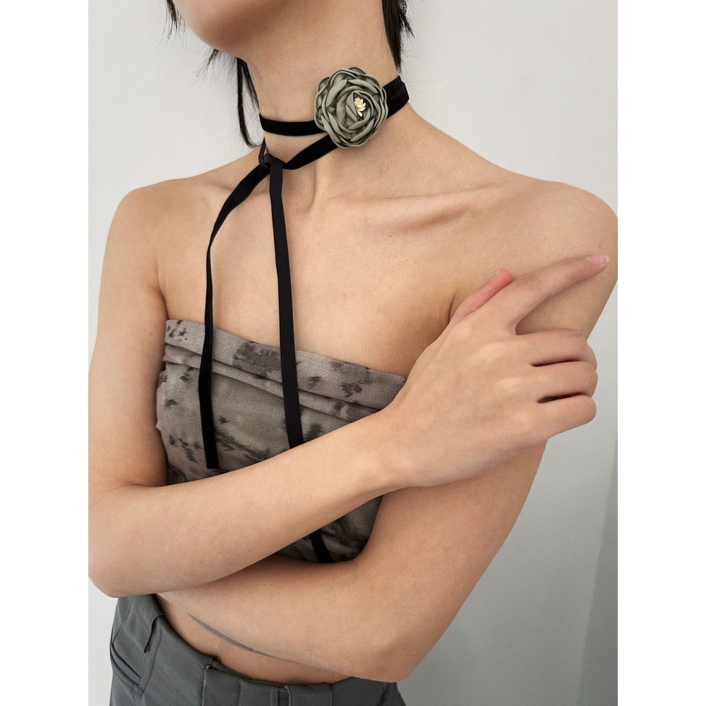 Vòng Cổ Dây Xích Tùy Chỉnh Màu Xám Trắng Trà Thời Trang Đơn Giản