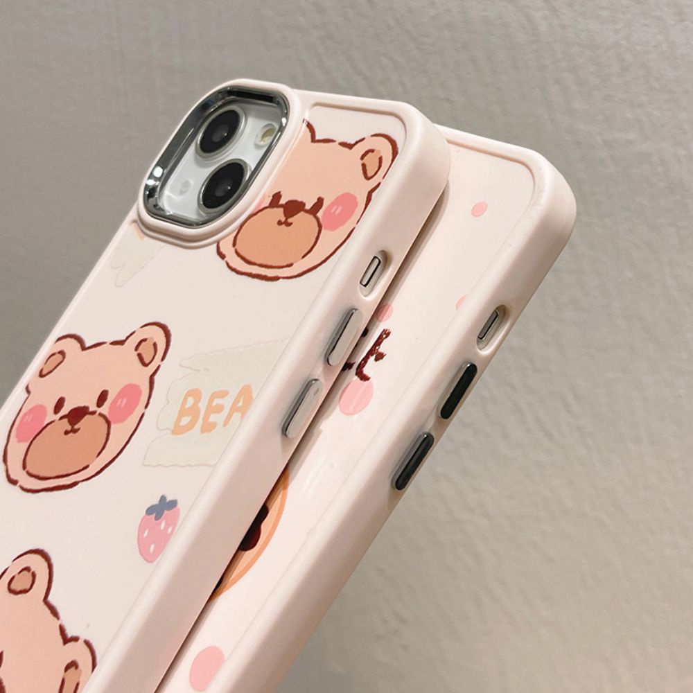 Ốp Điện Thoại TPU Mềm Chống Sốc Mạ Điện In Hình Gấu Bánh Donut Cho IPhone 11 14 13 12 Pro Max