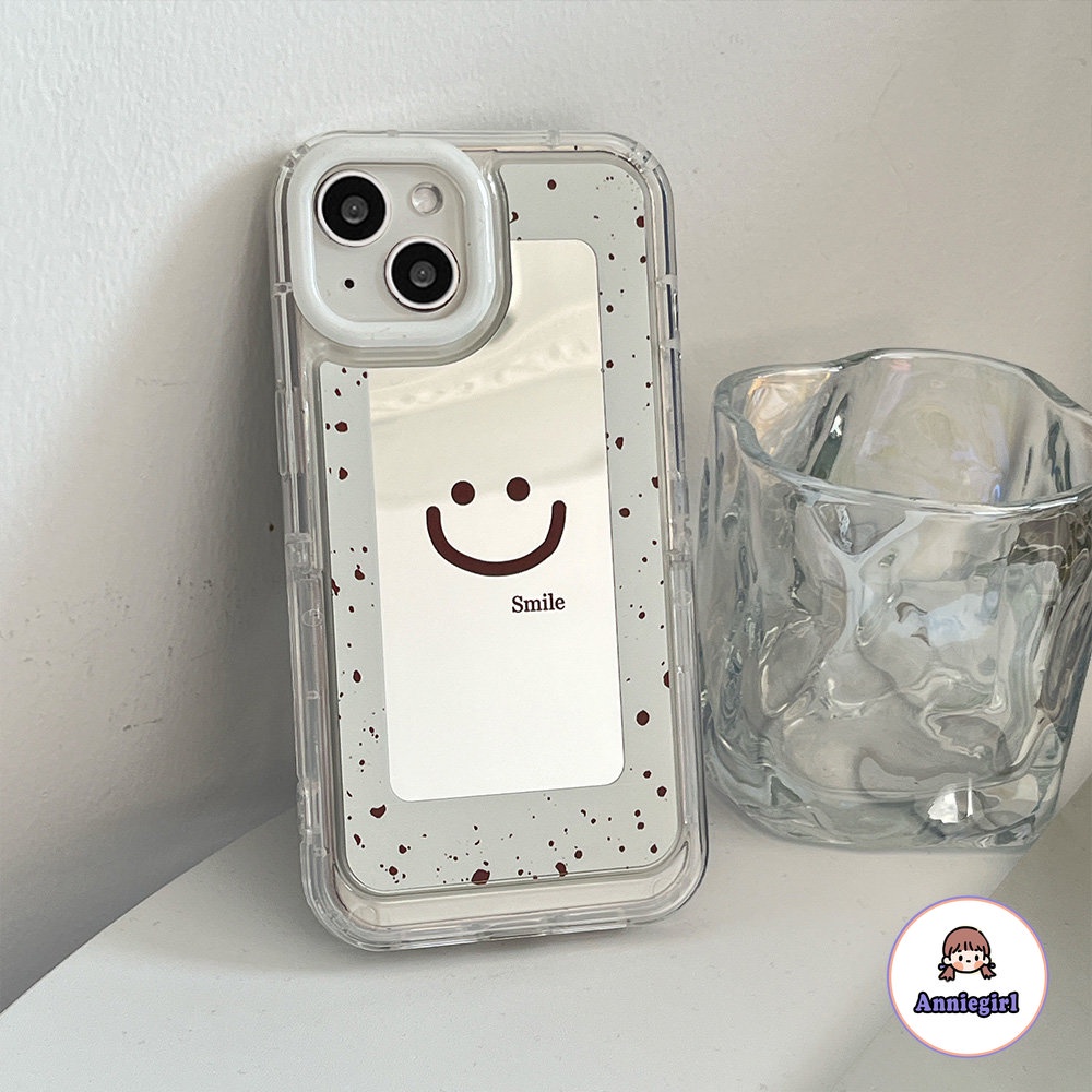 Ốp Điện Thoại TPU Mềm Tích Hợp Gương Trang Điểm Hình Mặt Cười Cho IPhone 11 14 Pro Max 13 Pro Max 12