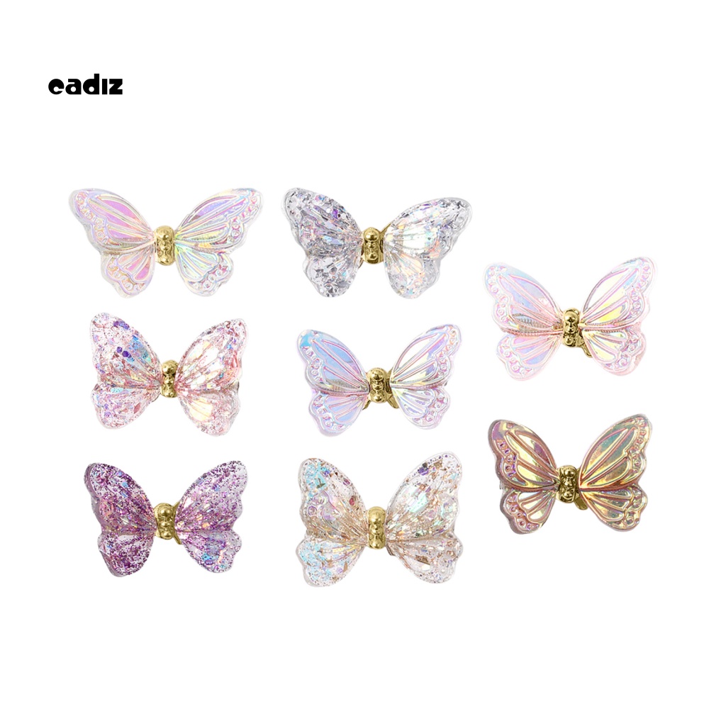 Set 10 Phụ Kiện Trang Trí Móng Tay Hình Bướm 3D Bằng Nhựa Resin DIY