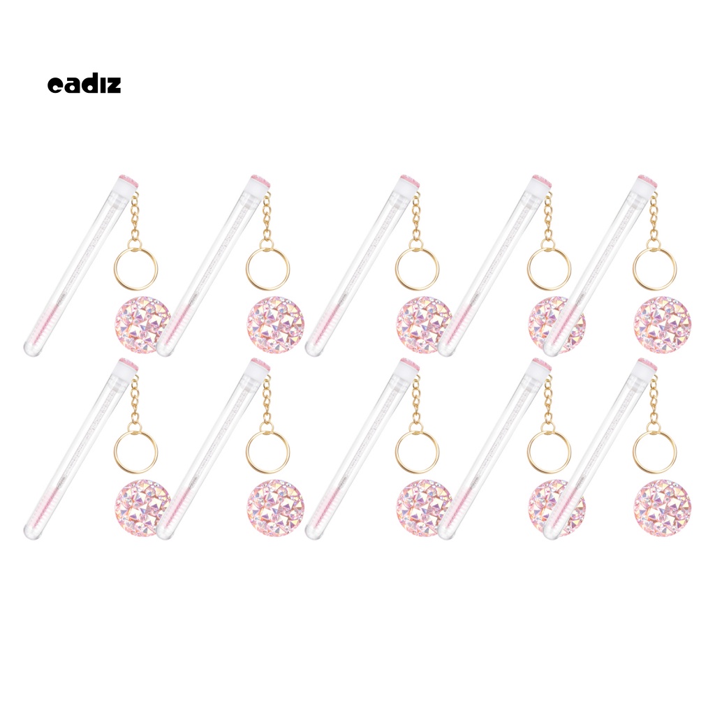 Set 10 Cọ Chuốt Lông Mi Thiết Kế Vỏ Pha Lê Có Thể Thay Thế Kèm Móc Khóa Màu Vàng