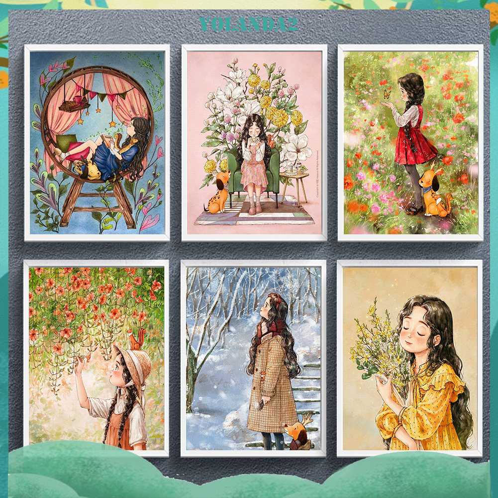 Tranh Đính Đá Kim Cương Toàn Bộ 5D DIY Hình Vẽ Cô Gái Trang Trí Nhà Cửa