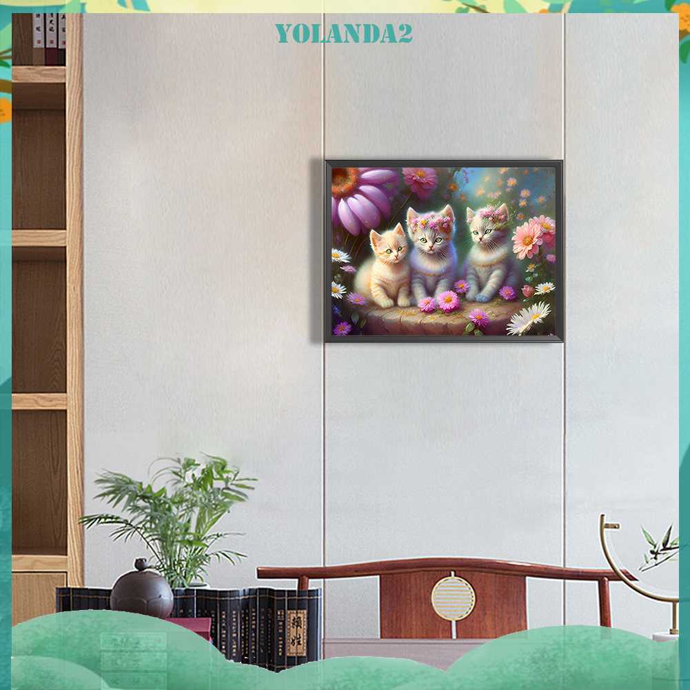 Tranh Đính Đá Kim Cương Toàn Bộ 5D DIY Hình Vẽ Mèo Trang Trí Nhà Cửa