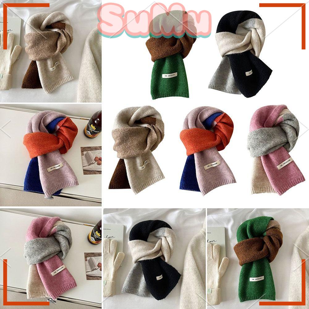 Sumu Khăn Choàng Cổ Dày Cỡ Lớn Màu Trơn Tương Phản Thời Trang Thu Đông