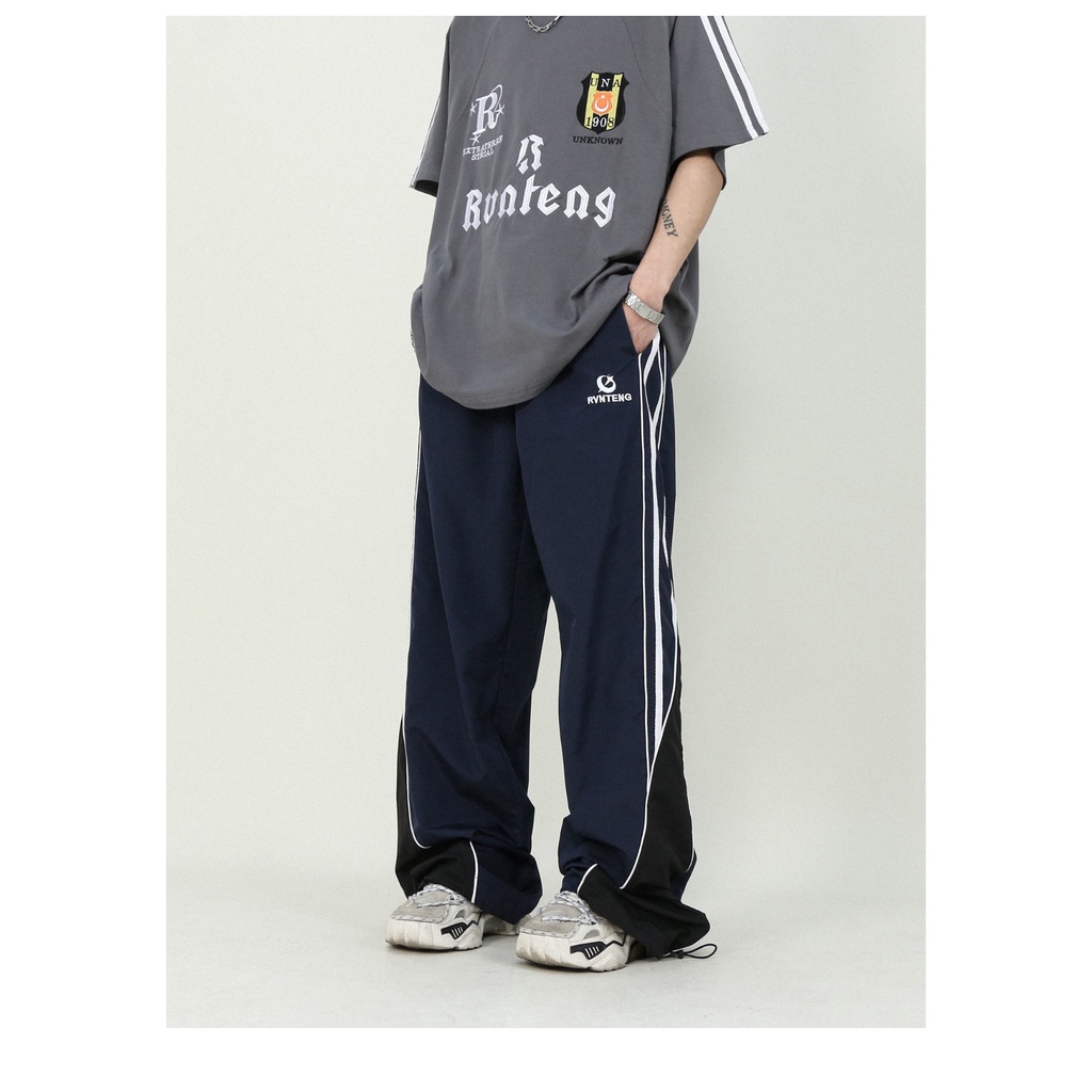 Quần Dài Thể Thao Dáng Rộng Phối Màu Sắc Bắt Mắt Phong Cách Retro