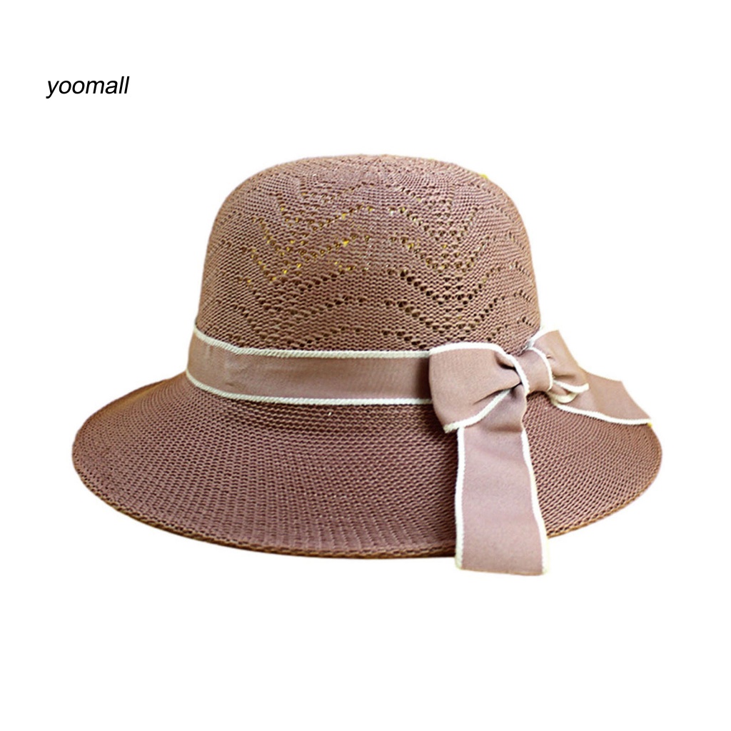 Mũ Rộng Vành Thoáng Khí Đính Nơ Phong Cách Hàn Quốc Cho Nữ