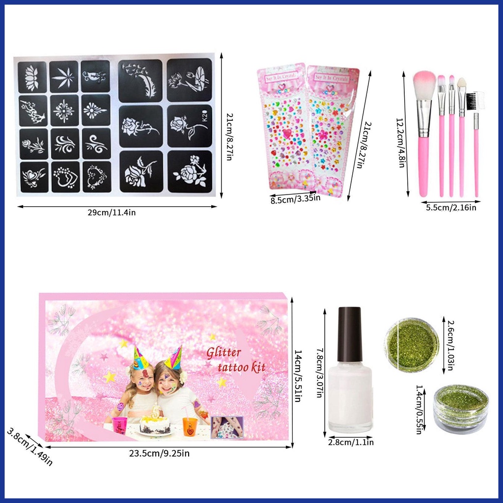 Bộ Phấn Kim Tuyến Lấp Lánh Dùng Trang Điểm Cơ Thể Đa Năng Tiện Dụng