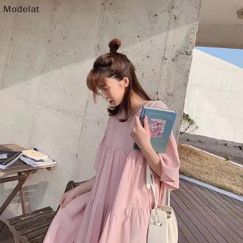 Đầm Tay Ngắn Dáng Rộng Phong Cách Hàn Quốc Thời Trang Mùa Hè Cho Nữ