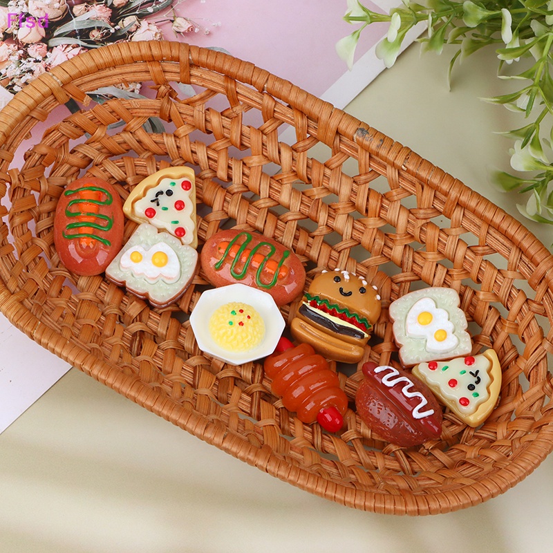 {Ffsd} Set 10 Mô Hình Bánh Pizza Hamburger Mini Bằng Nhựa Resin Thủ Công DIY Trang Trí Sổ Lưu Niệm * Bán Chạy