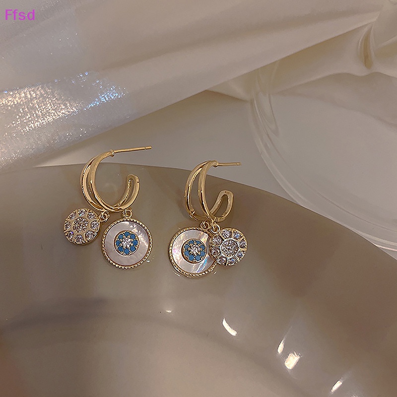 1 Đôi Bông Tai Hình Tròn Đính Hoa Phong Cách Hàn Quốc Thời Trang Cho Nữ