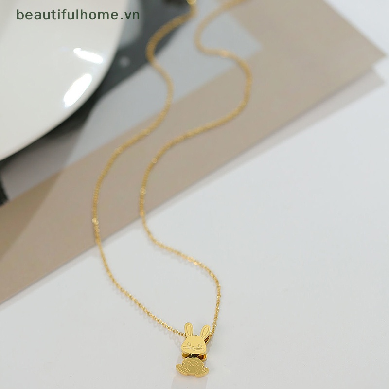 Vòng Cổ Dây Xích Bằng Thép Titan Mặt Thỏ Dễ Thương Thời Trang Cho Nữ