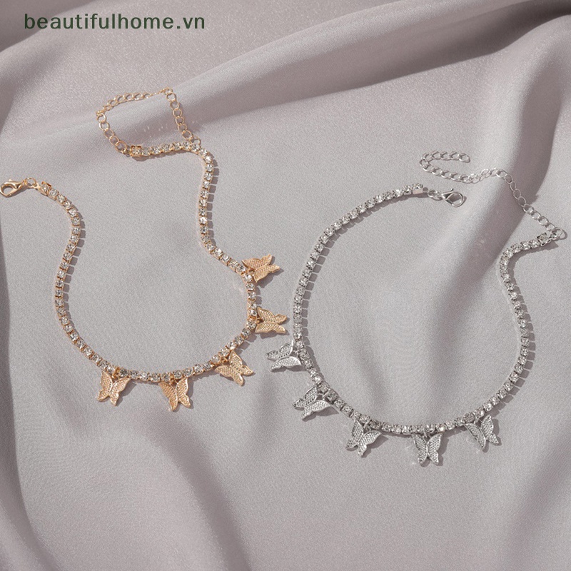 [beautifulhome] Vòng Cổ Choker Vàng Mặt Hình Bướm Đính Đá Cổ Điển Thời Trang Dành Cho Nữ