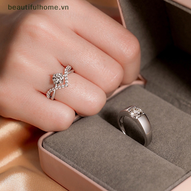 Nhẫn Đính Đá Zircon Có Thể Điều Chỉnh Kích Thước Thời Trang Dành Cho Cặp Đôi