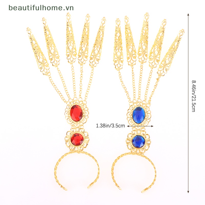 [beautifulhome] Vòng Tay Giả Pha Lê Xanh Dương Đỏ Dáng Dài Cổ Điển Trang Sức Làm Đẹp Cho Nữ