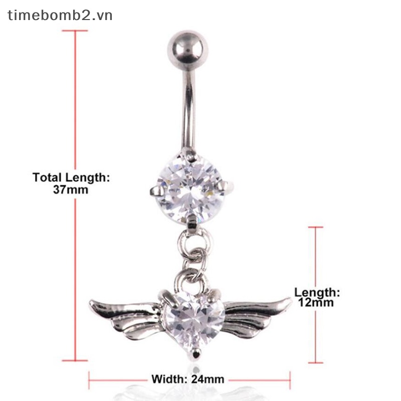 Khuyên Rốn Hình Trái Tim Đính Đá Pha Lê 14G