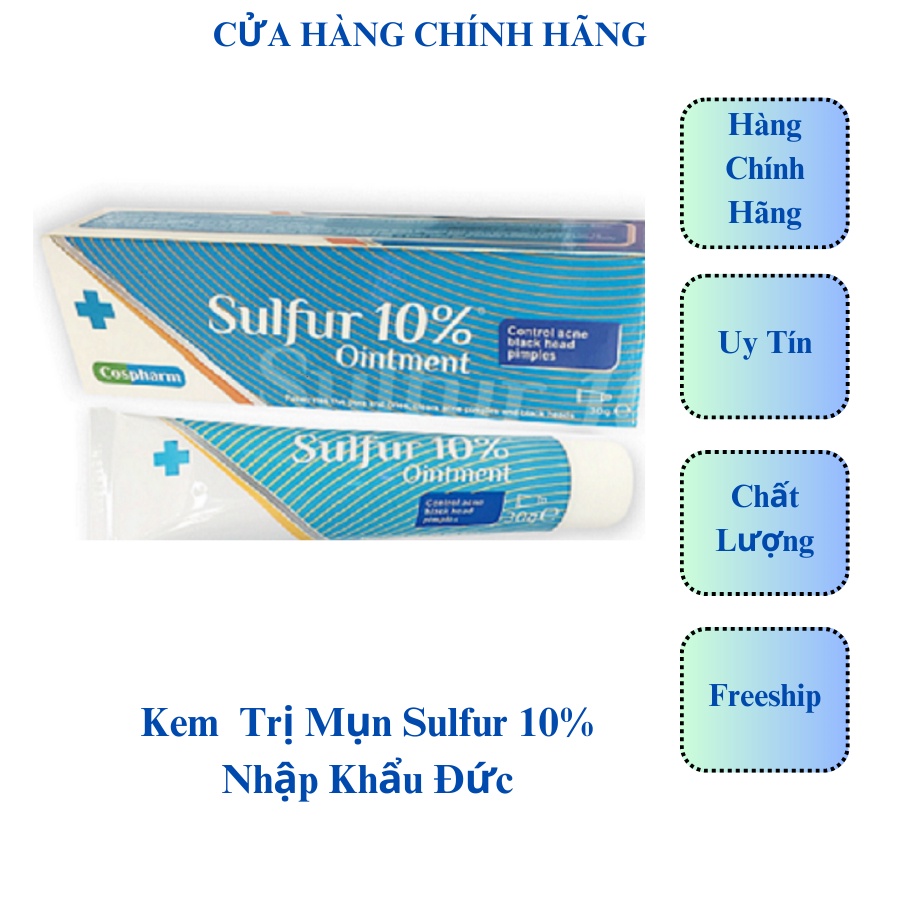 Kem Cho Người Bị Mụn Sulfur Ointment 10% / Crevil  Sulfur Ointment 10 % Tuýp 30Gr / Hàng Nhập Khẩu Đức