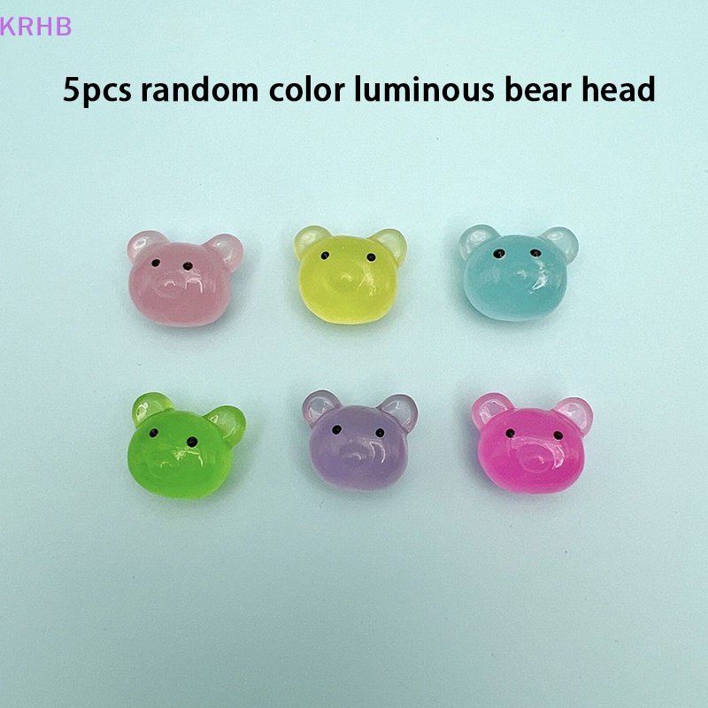 Bộ 5 Mô Hình Gấu Hoạt Hình Bằng Nhựa Resin Phát Quang Dễ Thương Dùng Trang Trí Mới