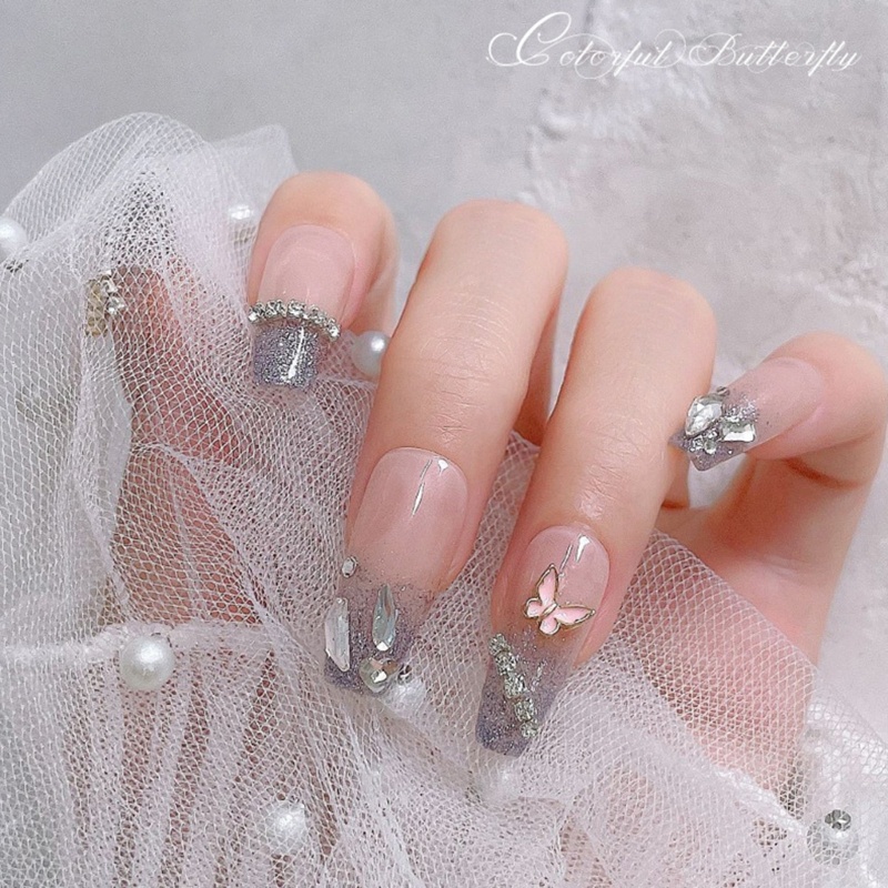 Set 5 Phụ Kiện Trang Trí Móng Hình Bướm 3D Xinh Xắn Charms