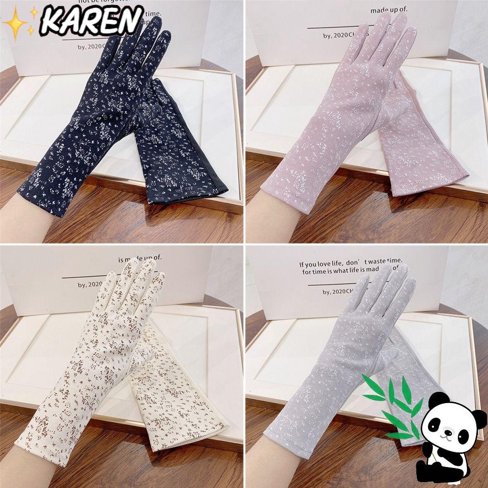 Đôi Găng Tay Lái Xe Chống Nắng Chất Liệu Cotton In Hoa