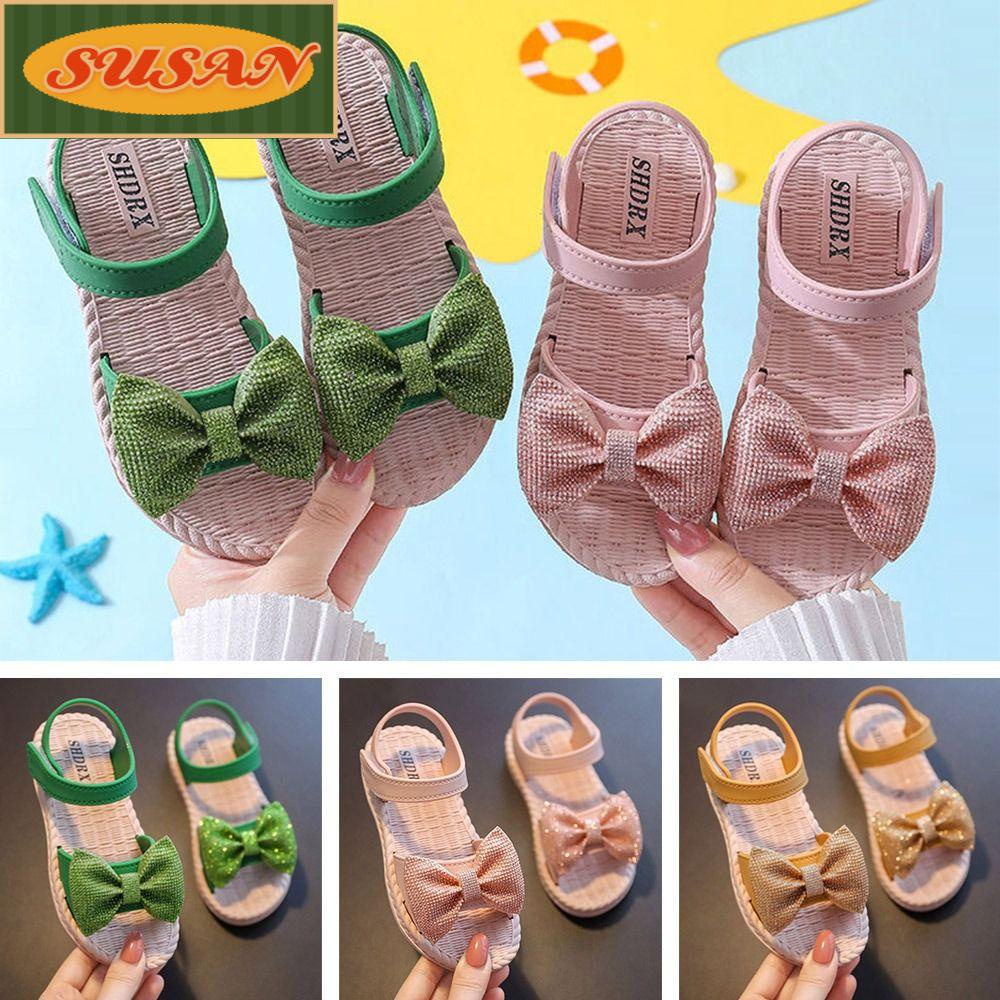 Xăng đan Hở Ngón Đế Mềm Chống Trượt Đính Nơ Bướm Dễ Thương Cho Bé Gái