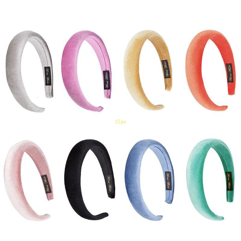 Flgo Băng Đô Bằng Vải Nhung Dày Dặn Màu Sắc Kẹo Ngọt Họa Tiết Hình Học Dành Cho Nữ