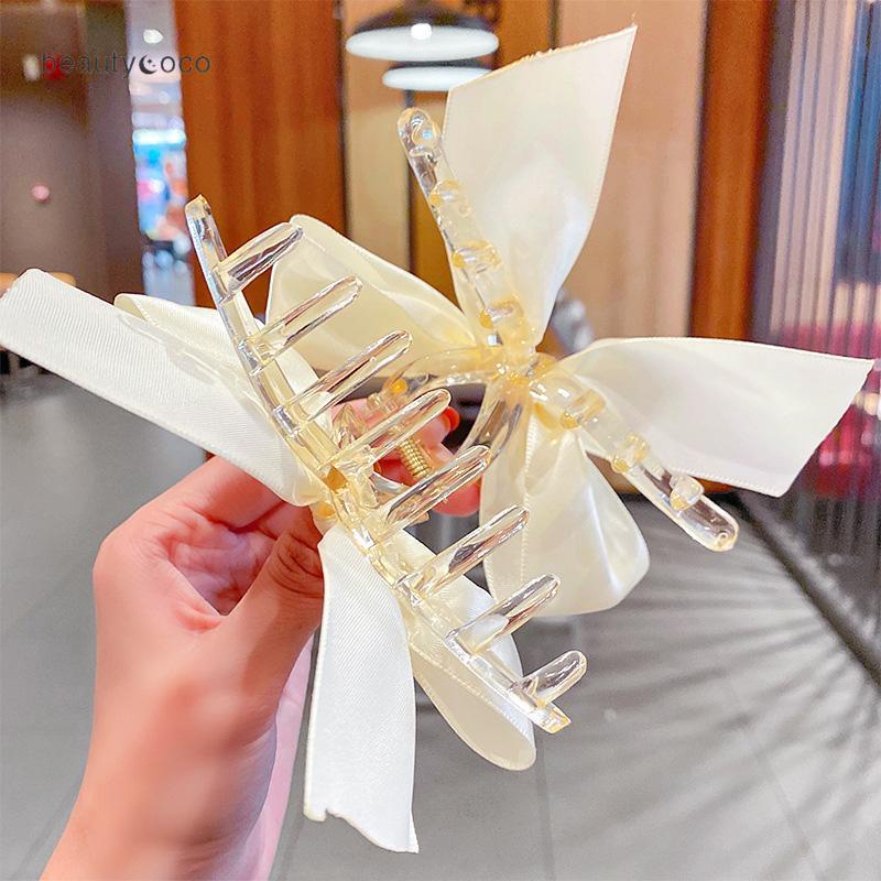 Beautycoco🍊Kẹp tóc càng cua đính nơ kẹp tóc nơ ruy băng phong cách Hàn Quốc đơn giản thời trang dành cho nữ