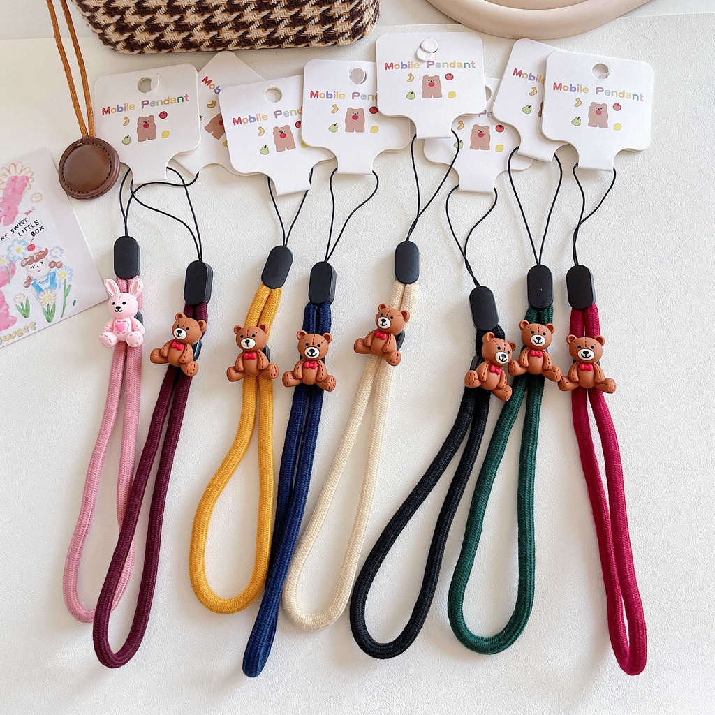 Ốp Điện Thoại Di Động Dạng Nhẫn Ngắn Mặt Hoạt Hình Dễ Thương Đơn Giản Có Dây Đeo Tay Trang Trí Cho