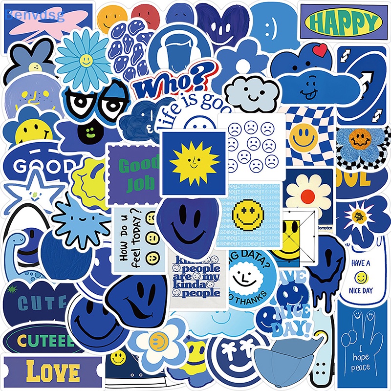 Bộ 59 Miếng Dán Hình Mặt Cười Hoạt Hình Graffiti Trang Trí Vali Laptop DIY