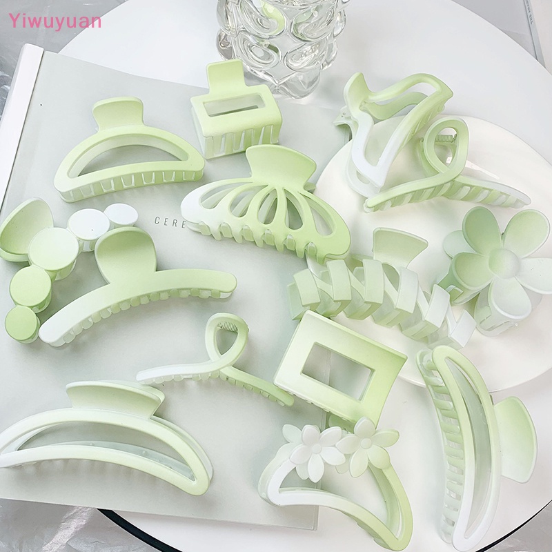 Kẹp Tóc Móng Vuốt Cá Mập Lớn Màu Xanh Lá Mùa Hè Thanh Lịch Thời Trang Cho Nữ < Yiwuyuan > Mới