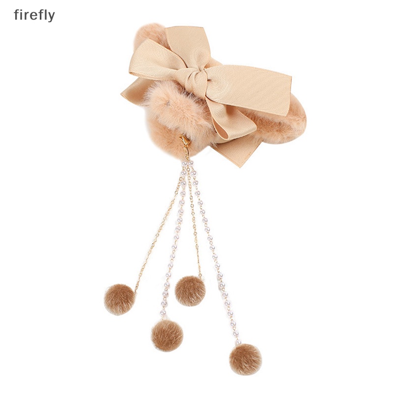 [firefly] Kẹp Tóc Càng Cua Dày Đính Nơ Tua Rua Dễ Thương Thời Trang Mùa Đông Cho Nữ