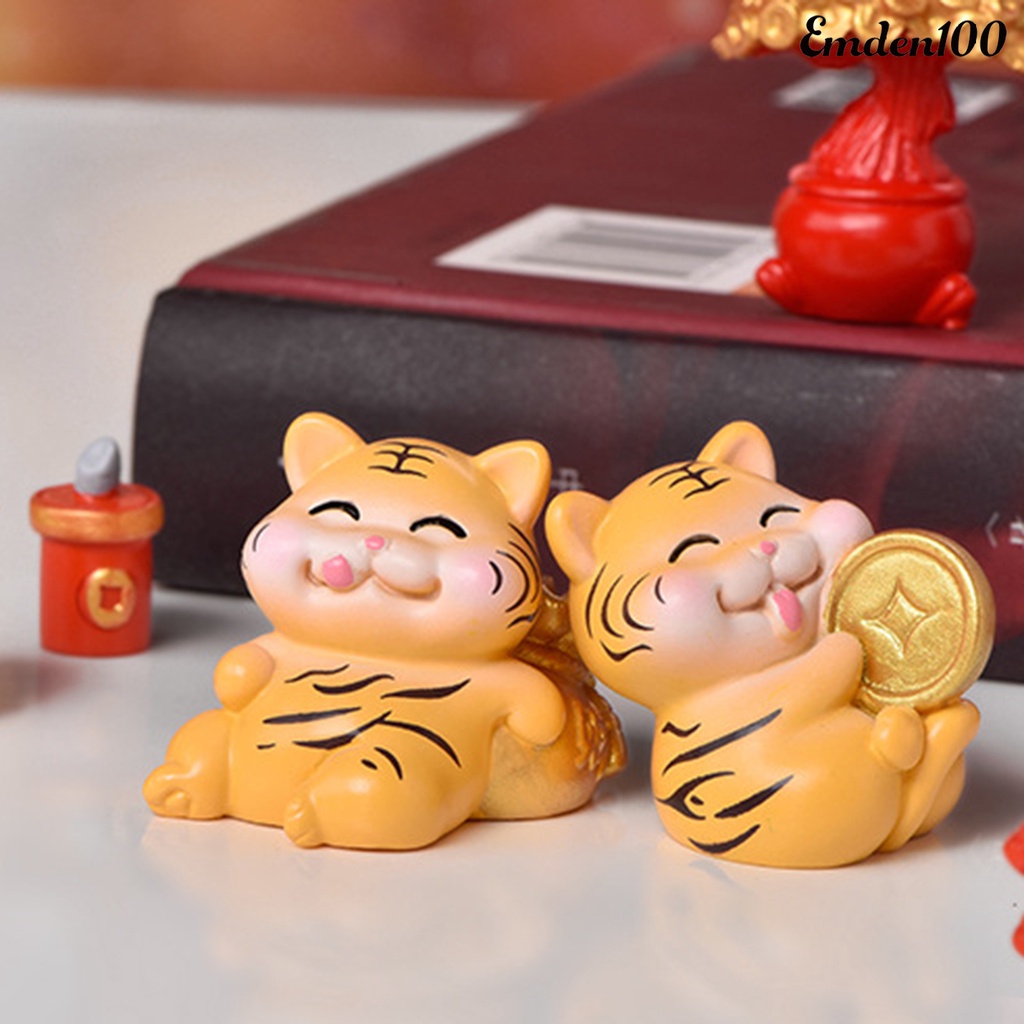 [EMDEN] Tượng Hổ Mini Để Bàn Bằng Nhựa Resin Chống Mài Mòn Đáng Yêu Trang Trí Nhà Cửa
