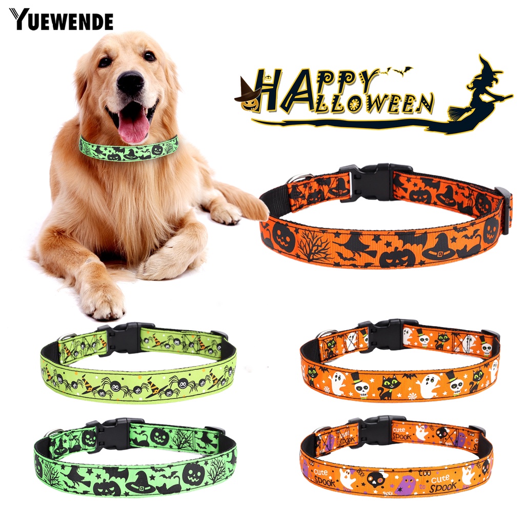Yq.e Vòng Cổ Nylon Chống Mài Mòn In Họa Tiết Halloween Có Thể Điều Chỉnh Cho Thú Cưng