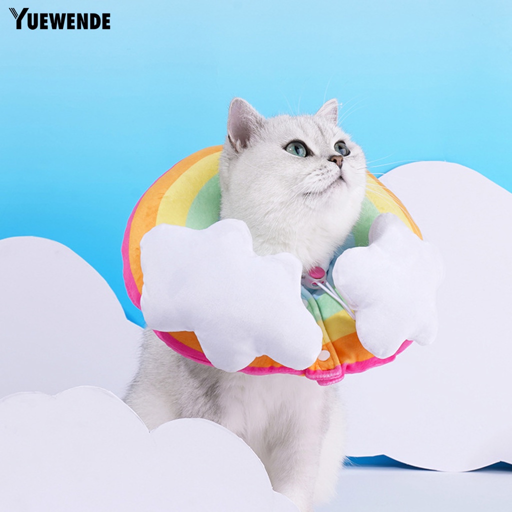 Vòng Cổ YQ.E Mềm Mại Dày Dặn Họa Tiết Cầu Vồng Chống Cắn Có Thể Điều Chỉnh Cho Cún Cưng