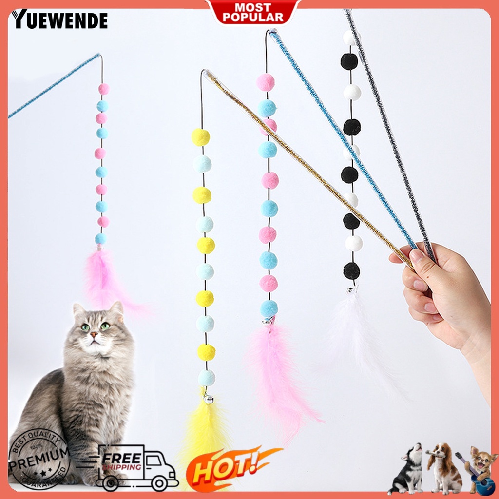 Yq.e Gậy Lông Vũ Dài Nhiều Màu Sắc Chống Cắn Thoải Mái Để Trêu Mèo Con Có Chuông Tương Tác Đa Năng Dành Cho Sử Dụng Tại Nhà