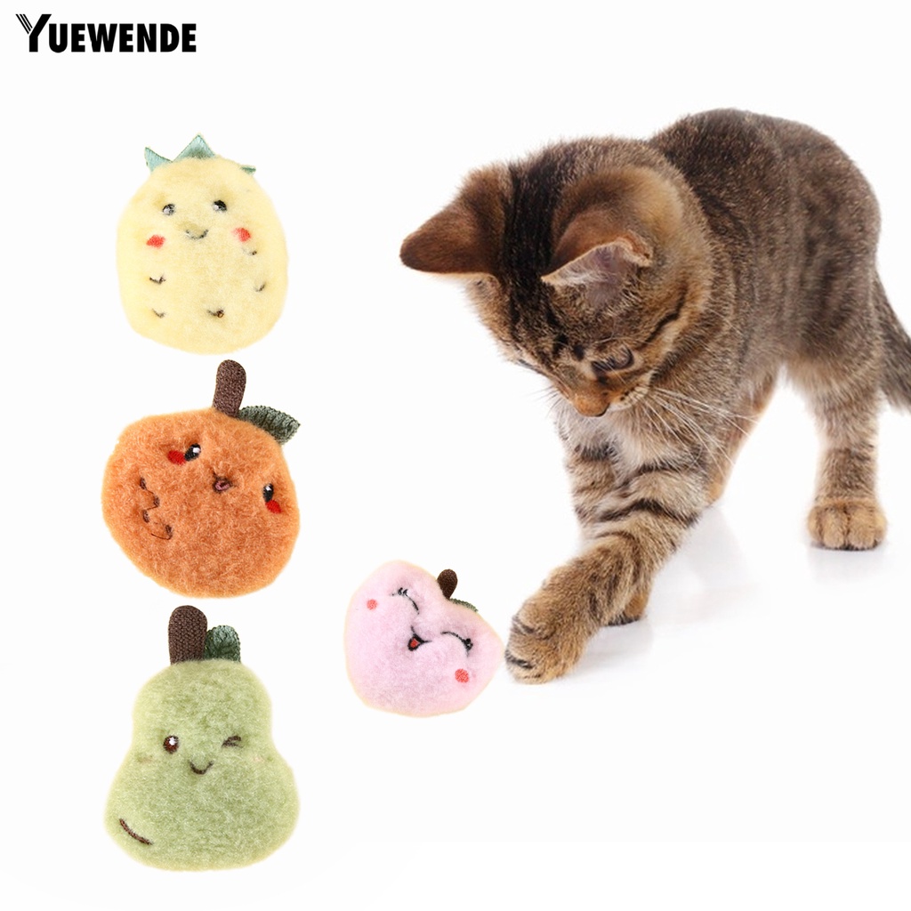 Yq.e Set 4 Đồ Chơi Thú Nhồi Bông Hình Trái Cây Có Chuông Chống Phai Đa Năng Quyến Rũ Cho Mèo Cưng