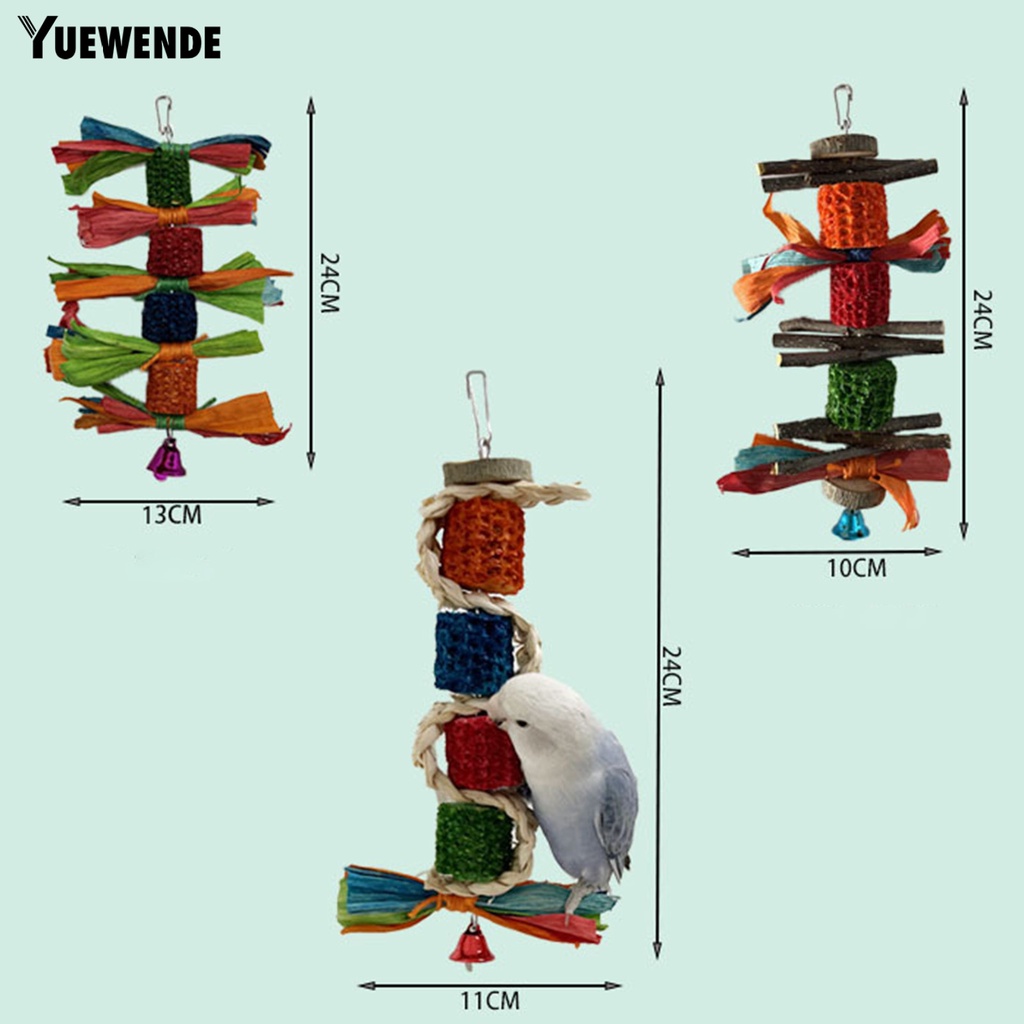 Yq.e Đồ Chơi Khối Gỗ Hình Bắp Ngô Nhiều Màu Sắc Có Chuông Dành Cho Chim Vẹt