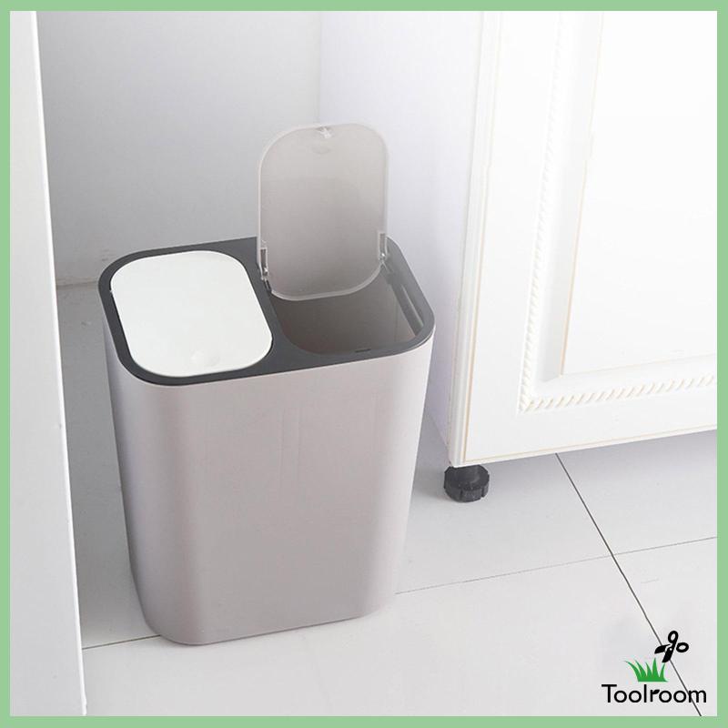 Thùng Rác Tái Sử Dụng Được 15 Lít Và Khô Màu Trắng Cho Nhà Bếp
