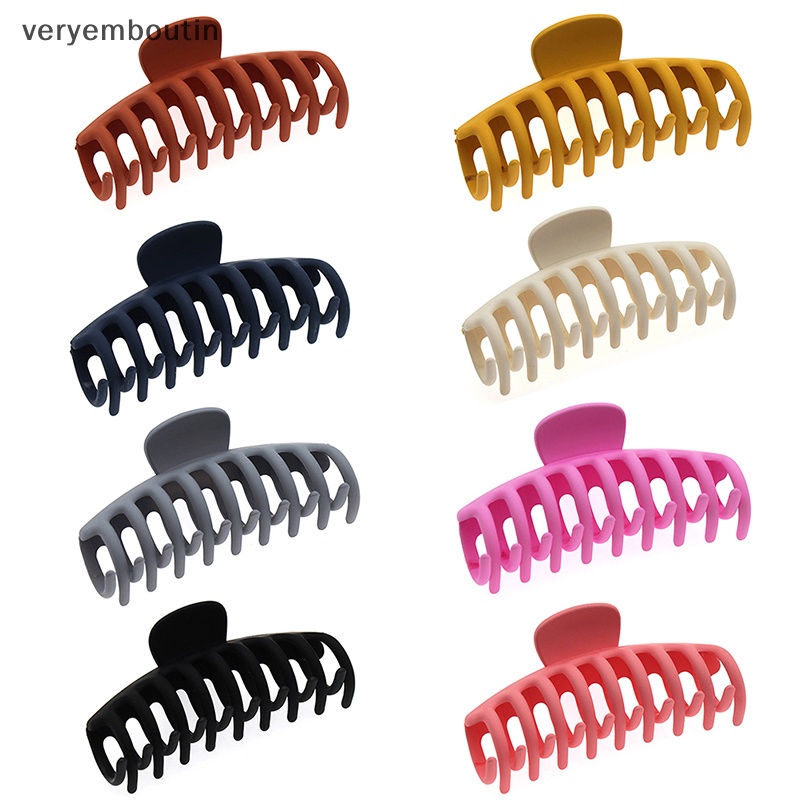 Kẹp Tóc Càng Cua Lớn Bằng Nhựa Màu Trơn Thanh Lịch Cho Nữ