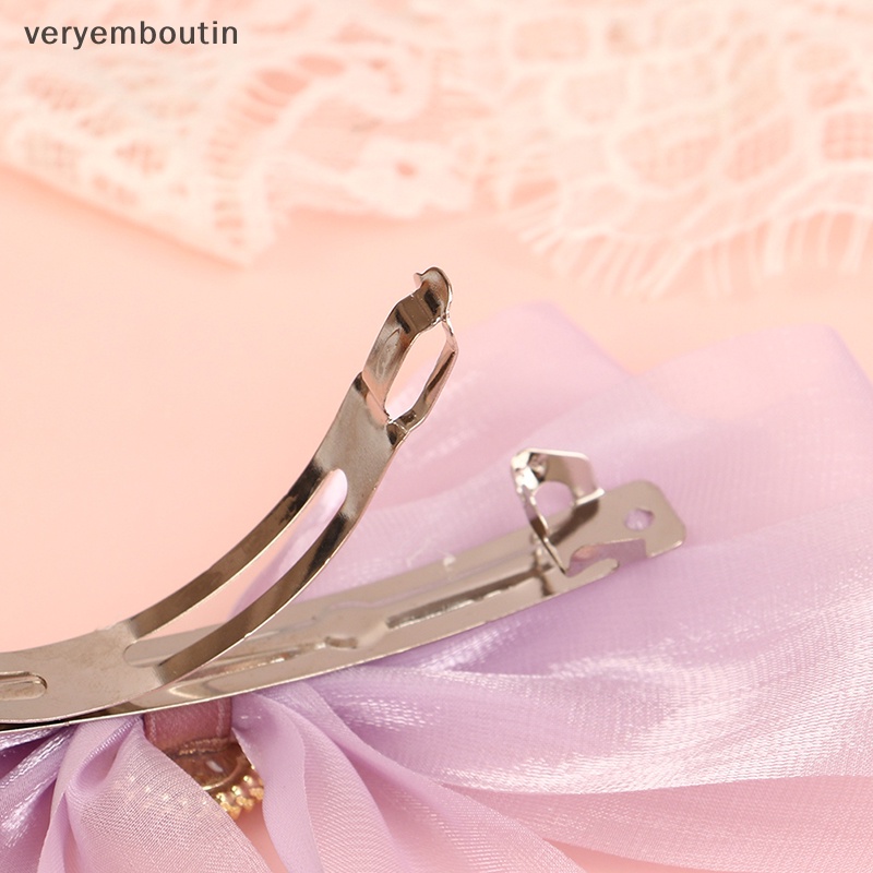 Kẹp Tóc Nơ Ruy Băng Màu Trơn Kiểu Vintage Thanh Lịch Cho Nữ