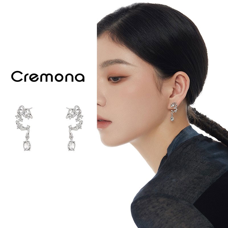 Bông Tai Mạ Bạc 2023 Dáng Dài Thiết Kế Không Đồng Đều Sang Trọng Thời Trang Cho Nữ