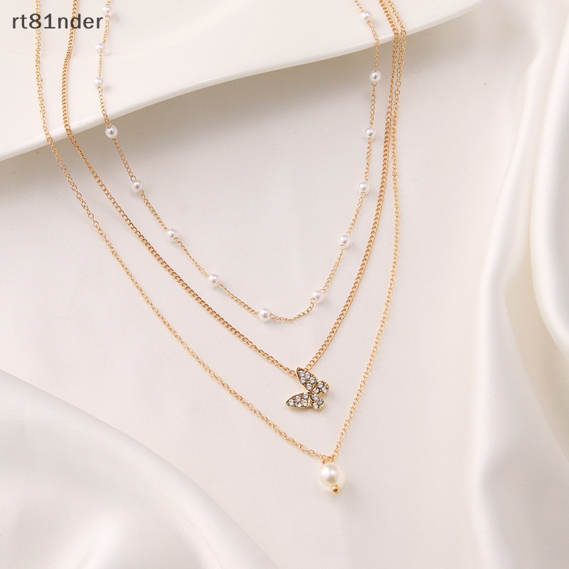 Rt Vòng Cổ Choker Nhiều Lớp Mặt Hình Bướm Và Ngọc Trai Thanh Lịch Dành Cho Nữ n