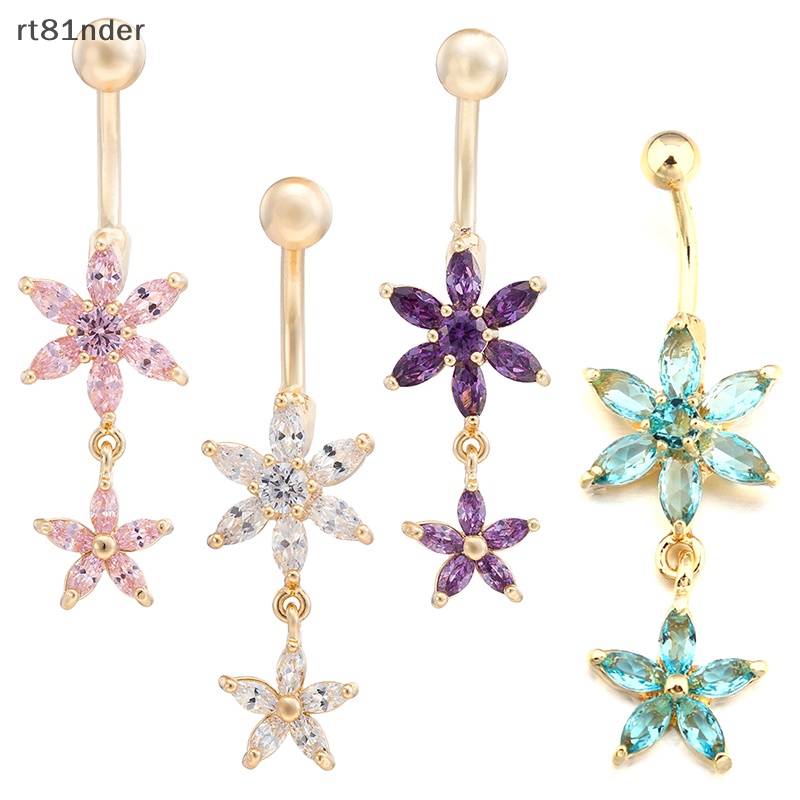 1 Khuyên Rốn Hình Hoa Đính Đá Zircon Thời Trang Cho Nữ